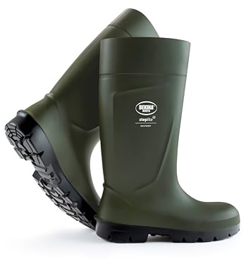 Feather Light Safety Boots for Men and Women, Without Steel Toecap, Non-Slip Sole, Agricultural Work Boots, impervious to Water, mud or detergents, Insulating Down to - 20 Degrees, Green, UK 13