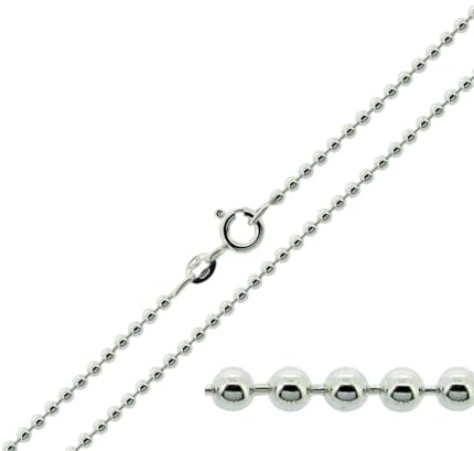 Christopher James of London CJoL - Solid 925 Sterling Silver 3mm Wide Bead/Ball Chain In Simple Gift Bag (available in 16 to 30)