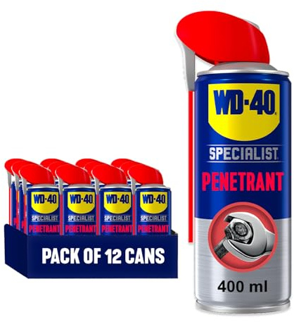 WD-40 Specialist Penetrant Spray, Smart Straw, Hinges & Locks 400ml 12-Pack | Rust Penetrating Formula, Smart Straw, Quickly Loosens All Stuck, Seized & Rusted, For Corroded Nuts, Bolts, Hinges & Locks