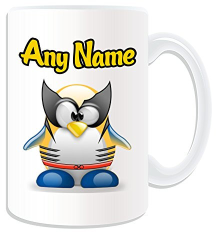 Personalised Gift - LARGE X-Men Wolverine Mug (Penguin Film Character Design Theme, White) - Any Name / Message on Your Unique - Costume Movie Superhero Hero Marvel Comics Avengers Logan James Howlett