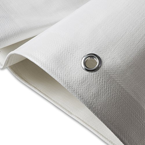 casa pura Toldo Impermeable Exterior - Toldo con Ojales | Lona Impermeable Polietileno | Ojales Cada 1m | 140g/m² | Muchos Tamaños (Blanca, 1,5x6 m)