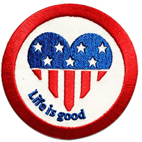 Catch the Patch USA Life Is Good! - (Größe: 7,5 x 7,5 cm) Aufnäher, Bügelbilder, Aufbügler, Applikationen, Patches, Sticker zum Aufbügeln oder Aufnähen – für Kleidung, Taschen, Jacken