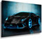 LaraArt Bilder Lamborghini Blau Neon Leinwandbild / LaraArt Bilder / Leinwand Bild + Mehrfarbig + Kunstdruck XXL a17-7 Wandbild 150 x 100 cm