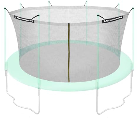 Ultrasport Sicherheitsnetz für Gartentrampoline, kompatibel mit grün Wave Modell Ø 430 cm, Trampolinzubehör, Ersatznetz, mit Reißverschluss, UV-beständig, Netzhöhe ca. 180 cm