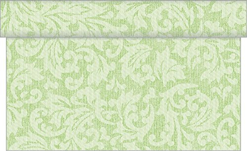 Sovie Home Linclass® Airlaid Tischläufer MIKA | Pistazie | 40cm x 4,80m | Ideal für Geburtstag und Jubiläum | 1 Stück