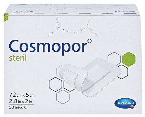Cosmopor Wundverband 5x7,2 cm, 5 Stück, Steril, Baumwolle, Klebstoff, Natürlich