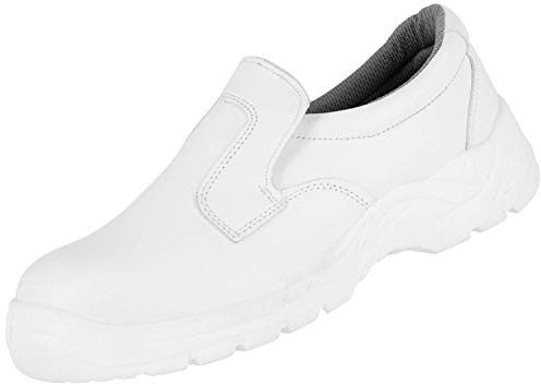 NITRAS 7250 Clean Step I Zapato de Cocina – Forma Mocasín – Zapato de Trabajo S2 – Industria Agro Alimentario – Restauración – Ayuda cuidadosa – Antiderapante, Blanco, Blanco, 42 EU