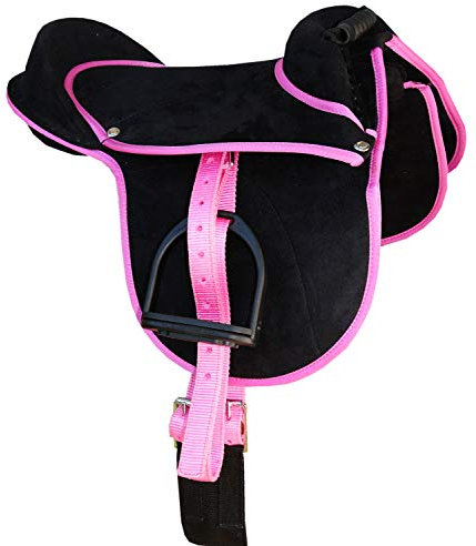 Amesbichler Reitsport AMKA Kinder Pony Reitkissen Luca schwarz/pink 10 Ponysattel komplettes Set auch für Holzpferde geeignet Cub Saddle Set