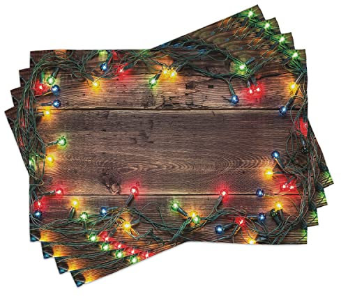 ABAKUHAUS Weihnachten Platzmatten, Landschaft, Waschbare Stoff Esszimmer Küche Tischdekorations Digitaldruck, Braun