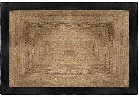 Juteteppich in Black Edge