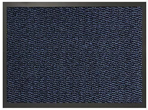 SrS Rugs® Indoor Door Mat - Heavy Duty Non Slip Barrier Mat Absorbent Washable Rubber Backed - Multipurpose Mat for Kitchen, Entryway, Hallway, Home Office (Blue, 120 x 180 cm)
