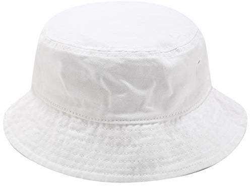 Yixda Vintage Cotton Fischerhut Sonnenhut Washed Retro Outdoor Bucket Hat (Weiß)