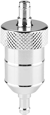 Filtro carburante universale per moto KIMISS, detergente per filtro olio sostituzione per Benzina riutilizzabile in alluminio 8 mm(Argento)