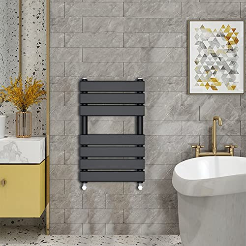 Warmehaus - Minimalist Heated Towel Rail Radiator Bathroom Flat Panel Black 650 x 400mm - Modern Central Heating Space Saving Radiators - Perfect for Bathrooms