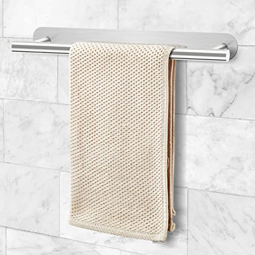 Joeji's Kitchen Portasciugamani Adesivo Bagno 19 cm - Fissato a Parete per Asciugamani da Bagno - Forte Autoadesivo 3M - Acciaio Inox - Nessuna perforazione richiesta