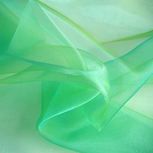 TOLKO 1m Organza Stoffe zum Nähen Meterware | Hauch Zart, Fein, Durchsichtig | zum Dekorieren Basteln 145cm breit | leichter Glanz Stoff für Gardine Vorhänge Tischdecken Deko Schals (Lagune Grün)