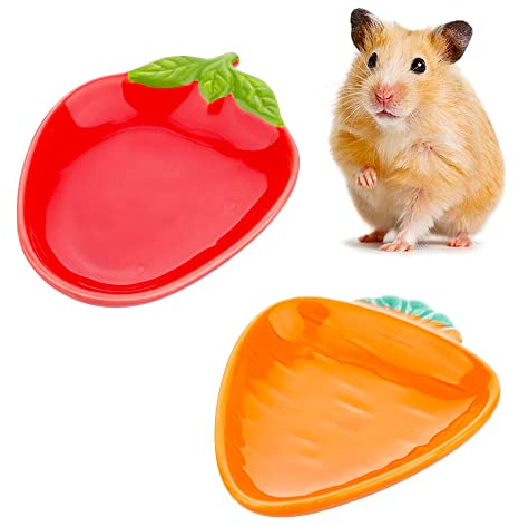 2 Pcs Ceramic Hamster Feeding Bowl for Dwarf Syrian Hamster Gerbil Rat