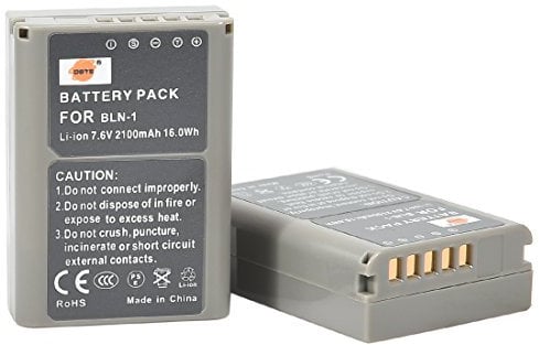 DSTE BLN-1 Rechargeable Li-ion Battery (2-pack) Compatible with Olympus OM-D E-M1, OM-D E-M5, PEN E-P5, OM-D E-M5 II