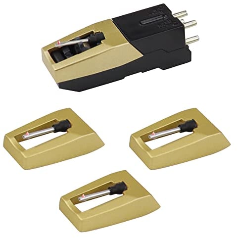 Record Player Needle, Upgraded Record Player Cartridge with Diamond Stylus Replacement for Crosley, ION, LP, Phonograph, and More (Gold)