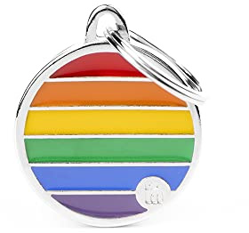 My Family Personalisierte Hundemarke Made in Italy, Hundeschild mit kostenloser Gravur, handemailliert aus Metall, Kollektion Rainbow
