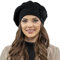VIVISENCE Winter Baskenmütze Für Damen Herbst Warme Barette Mit Zarter Blumenapplikation Frauen Elegante Klassischem Stil Perfekte Für Herbst Und Wintertage Modell 7048, Schwarz,Einheitsgröße