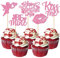 Xsstarmi 30 Pack Happy Valentine's Day Cupcake Toppers Glitter Cupid Love Heart Lip Kiss Me Cupcake Picks Be Mine Cake Decorations for Valentine's Day Wedding Anniversary Party Supplies Pink