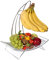 Royal Cuisine Fruit Basket Fruit Bowl with Banana Hook Tall, Wired Fruit Rack/Banana Stand Hanger - Silvery Iron Chrome Finish