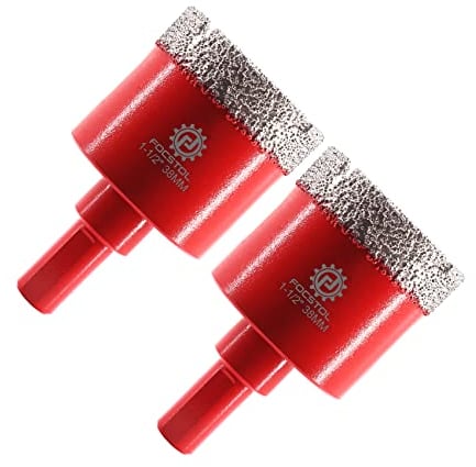 FOCSTOL Diamond Core Drill Bits - 2pcs 38mm Diamond Hole Saw with Triangle Shank for Porcelain Tile Ceramic Granite Marble Quartz