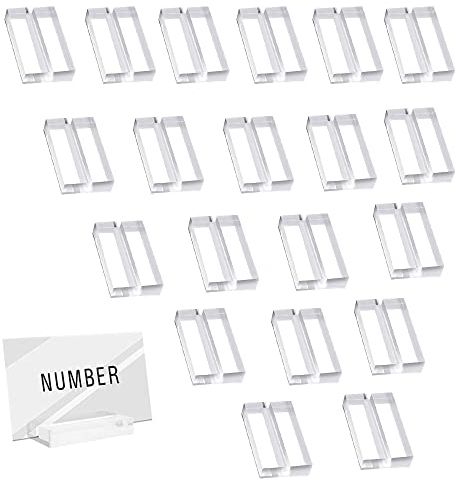 Vankra Confezione da 20 supporti acrilici trasparenti per segnaposto, numeri da tavolo espositori per foto di matrimonio, ufficio menù riunioni, WKL2023361745