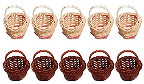 Hopbucan 10-Teilige Mini Gewebe KöRbe mit Griffen, Blumen TöPfe, BehäLter, Kleinigkeiten, Make-Up Organizer für Kleine KöRbe, Foto-Requisiten