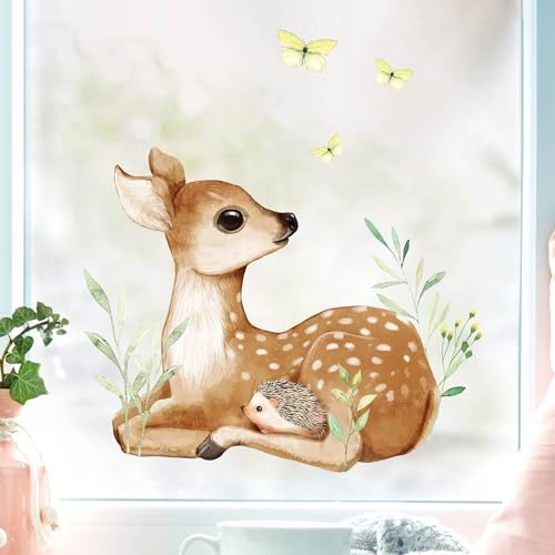 Wandtattoo Loft Fensterbilder Frühling mit Rekitz & Igel Frühling Motiv – A4 Bogen, Wiederverwendbar – Frühlingsdeko Fenster, Frühlingsbild Fenster, Fensterdeko Frühling, Fensterfolie Frühling