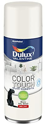 Dulux Valentine Peinture Intérieure et Extérieure Aérosol Color Touch - Pour bois, plastique, PVC, carton, papier - Blanc Brillant - 400ml