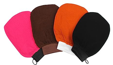 FOMIYES 4stücke Peeling-badehandschuh Schrubberhandschuh Waschlappen Sanfte Hautreinigung Für Badesauna Und Dusche Schwarz Orange Kaffee