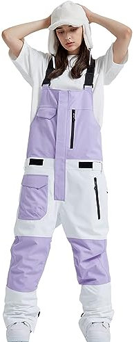 ALSOGO Damen Skihose Winter wasserdichte Winddicht Einstellbare Verschleißfeste Lätzchen Wandern Klettern Isolierte Ski Hosen Purple-03 S