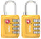 TSA Luggage Locks, [Updated Version] [2 Packs] Diyife 4-Digit Security Padlock, Resettable Zinc Alloy Combination Padlocks, Small Code Lock for Travel Suitcases Luggage Bag Case (Yellow)
