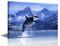 Killerwale in der Nähe des Eisbergs Wandkunst Gemälde auf Leinwand Orca Schlafzimmer Wandkunst Moderne Dekor Ozeantiere Hausdekorationen für Wohnzimmer Badezimmer Bilder auf Holzrahmen gespannt 45,7 x