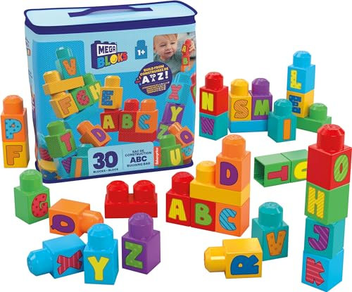 MEGA BLOKS HRR60 – Lernen des Alphabets – Bausteinspiel, 30 Teile, Spielzeug für Babys und Kinder von 1 bis 5 Jahren