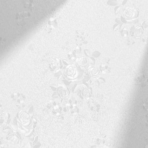 Erfoni Papier peint blanc à décoller et à coller – Papier peint à motif floral blanc gaufré – 45 x 200 cm – Papier peint texturé amovible à motif floral autocollant épais pour comptoirs, armoires
