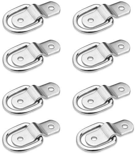 Greluma 8 Pz Ancoraggi di Ancoraggio per impieghi gravosi, Anello di Ancoraggio a D Color Argento per carichi su rimorchi, Camion, Camper, furgoni, Quad, SUV, Barche ECC