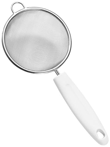 Fine Mesh Skimmer Spoon,Stainless Steel Soy Milk Skimmer Scoop Hot Pot Ingredients Filter Spoon Food Strainer Kitchen Frying Oil Filter for Skimming Grease Foam (S: 300ML)