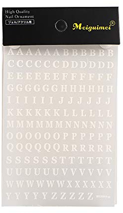3D-Nagelaufkleber, englisches Alphabet, Zahlen, Nagelaufkleber, hohl, Maniküre-Werkzeuge, Buchstaben, englisches Alphabet, Weiß