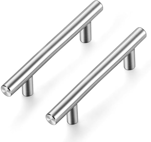 Ravinte 15 Pack Kitchen Cupboard Handles - Brushed Nickel Wardrobe Handle 76mm Hole Center T Bar - Bathroom Furniture Drawer Pulls