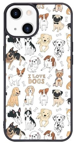 Wihytec Lovely Doggies Print Case for iPhone 13 PRO - Cartoon Dogs Puppies Cover With TPU Bumper, Hard Back, Shockproof - Preppy Girly Women Case With Animal Design