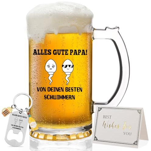 Joymaking Bicchiere da birra per papà, regalo per la festa del papà, regalo per la festa del papà, regalo per la festa del papà, regalo per la festa del papà, compleanno, Natale, boccale di birra, 0,5