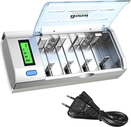 Akku Ladegerät LCD Universal Batterieladegerät Schnell Akkuladegerät, BONAI Intelligent Battery Charger für AA/AAA/SC/C/D NI-MH/NI-CD Wiederaufladbare Batterien mit Entladungsfunktion