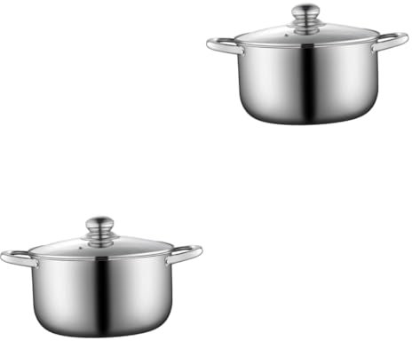 DECHOUS 2 Stk Suppentopf aus Edelstahl Suppentopf für zu Hause multifunktionaler Topf Dampftopf Kochgeschirr aus Edelstahl Kochtopf für den Haushalt sicheres Kochgeschirr
