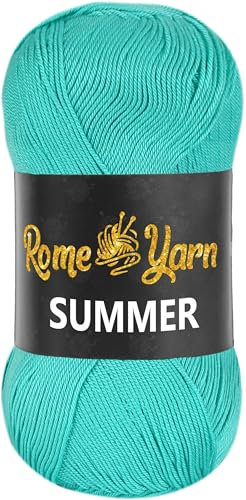 Rome Yarn Summer Filato | Effetto Seta | 100 g / 350 m | 100% Microfibra | Filato Acrilico Anti-Pilling per Maglia, Uncinetto, Arte e Fai-da-Te (1 Gomitolo, 440 Verde vivace)