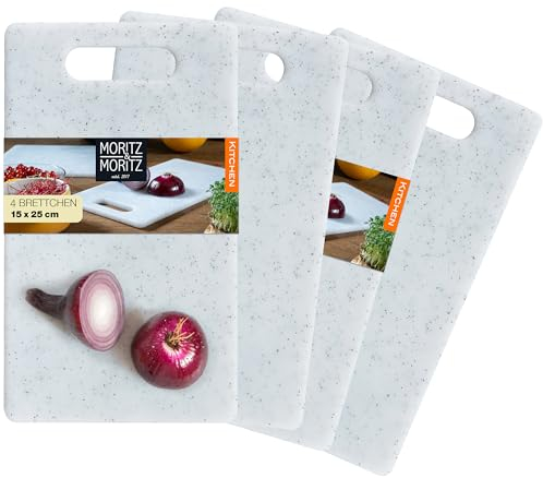 Moritz & Moritz 4x Schneidebrett Kunststoff Set in Granit Optik - 25 x 15 cm - Schneidebretter - Frühstücksbrettchen - Schneidebrett Set hygienisch und spülmaschinenfest