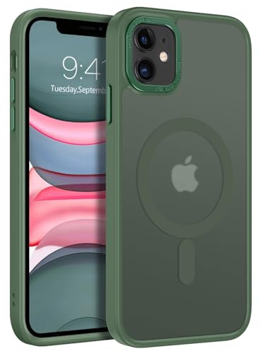 GaoBao für iPhone 11 Hülle, Handyhülle iPhone 11 [Kompatibel mit MagSafe] Durchscheinende Matte Magnetische Stoßfeste Anti-Fingerabdruck Schutzhülle, Handyhülle für i Phone 11 6.1 Case, Grün