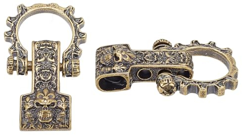 DELORIGIN Schädel Messer Lanyard Perle Aus Messing, Tibetischer Lanyard Abstandshalter Perlen Retro-Messer EDC Charms Anhänger Für Reißverschluss Schlüsselanhänger Armband Halskette Basteln Männer